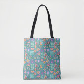 Bloemendecor in midcentury groen tote bag (Voorkant)