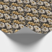 bloemendecor op zwarte achtergrond cadeaupapier (Hoek)