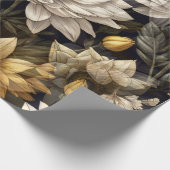 bloemendecor op zwarte achtergrond cadeaupapier (Hoek)