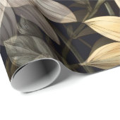 bloemendecor op zwarte achtergrond cadeaupapier (Rol Hoek)