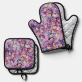 Bloemendecor  ovenwant & pannenlap set (Voorkant / Achterkant)
