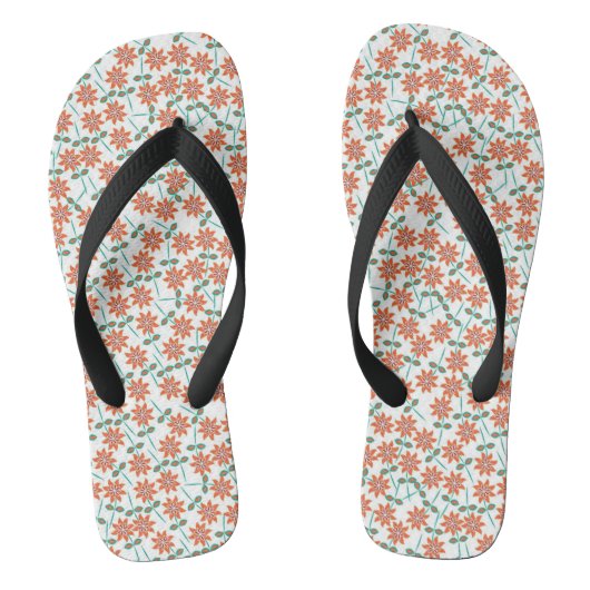 Bloemendecor Rood Bloemen Patroon-14200 Teenslippers (Voetbed)