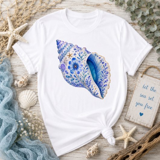 Bloemendecoratie Schelp Kunst T-shirt