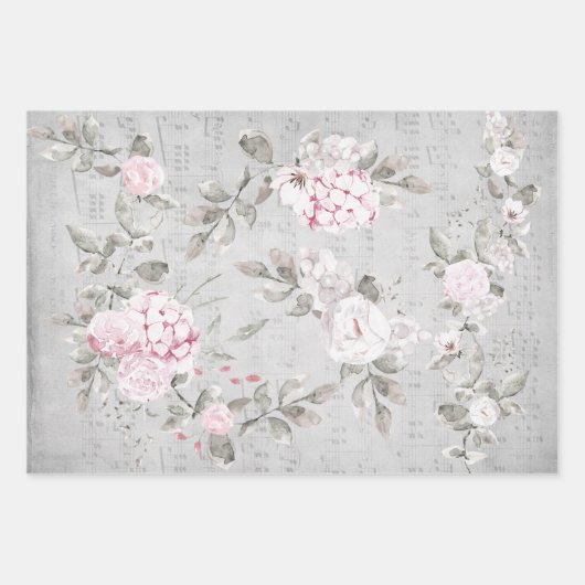  bloemendecoratief muziekblad inpakpapier vel (Voorkant 2)