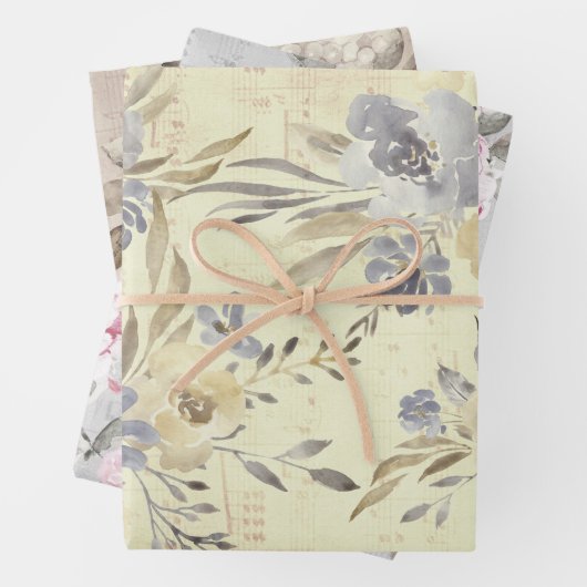  bloemendecoratief muziekblad inpakpapier vel (In situ)