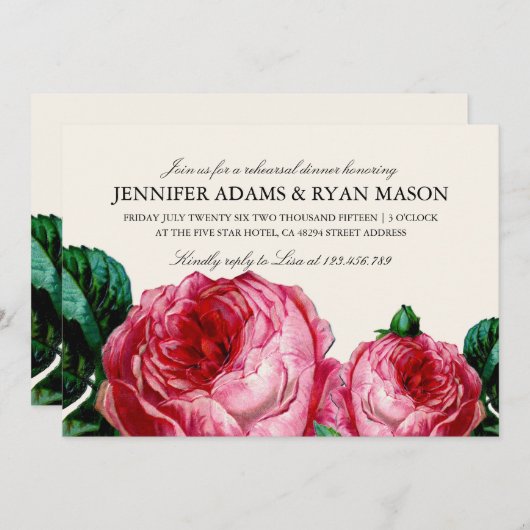  BLOEMENDECOUPAGE REPETITITIEDINER INVITE KAART (Voorkant / Achterkant)