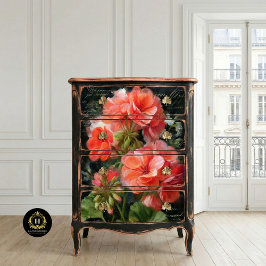 Bloemendecoupage van koraalrode geranium tissuepapier
