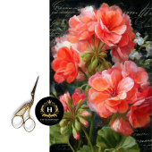Bloemendecoupage van koraalrode geranium tissuepapier
