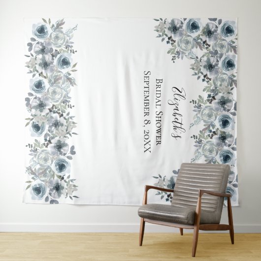 Bloemendek Blauwe Achtergrond Foto Prop Bruidsmeis Wandkleed (In Situ (horizontaal))