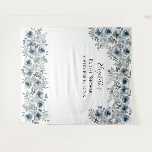 Bloemendek Blauwe Achtergrond Foto Prop Bruidsmeis Wandkleed (Voorkant (horizontaal))