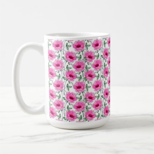 Bloemendek Rode Rozen Patroon-55501 Koffiemok (Links)