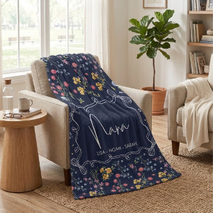 Bloemendekkend Blauw Unieke Nana Kleinkinderen  Fleece Deken