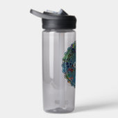 Bloemendekor blauw waterfles (Rechts)