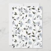 Bloemendesign Blauwe Groene Doop Uitnodiging (Achterkant)