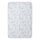 Bloemendesign boho blokprint blauwe roze meisjesac badmat (Voorkant Verticaal)