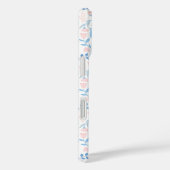 Bloemendesign boho blokprint blauwe roze meisjesac Case-Mate iPhone case (Achterkant / Rechts)