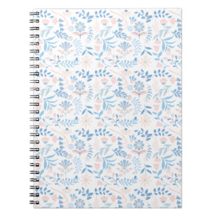 Bloemendesign boho blokprint blauwe roze meisjesac notitieboek