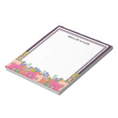 Bloemendesign Donkerpruim Wit Naam Notitieblok (Linkerzijde)