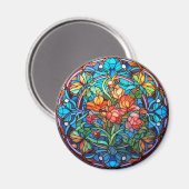 Bloemendesign Gebrand Glas Motief Magneet (Voorkant / Achterkant)
