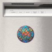 Bloemendesign Gebrand Glas Motief Magneet (Insitu (Vaatwasser))
