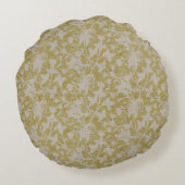 Bloemendesign in chintz-stijl-chartreuse rond kussen (Achterkant)