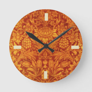 Bloemendesign in rood en goudgeel van Wm Morris Ronde Klok
