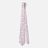 Bloemendesign in roze toile de Jouy Stropdas (Voorkant)