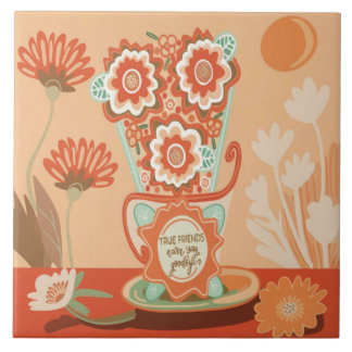 Bloemendesign in unieke stijl tegeltje
