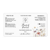 Bloemendesign Logo Etherische Olie Fles Label (Voorkant)