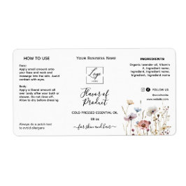 Bloemendesign Logo Etherische Olie Fles Label