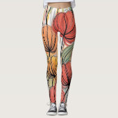 Bloemendesign met strepen Legging (Voorkant)