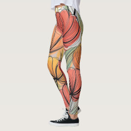 Bloemendesign met strepen Legging