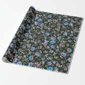 Bloemendesign op zwart cadeaupapier (Uitgerold)