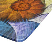 Bloemendesign oranje geel blauw abstracte kunst snijplank (Hoek)