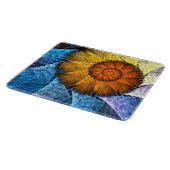 Bloemendesign oranje geel blauw abstracte kunst snijplank (Hoek)