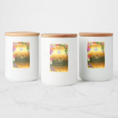 Bloemendesign Oranje Gradiënt Productlabel Monogra Voedselcontainer Etiket (Flessen)