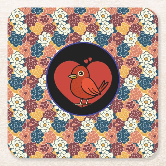 bloemendesign over de hele stof kartonnen onderzetters (Voorkant)