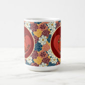 bloemendesign over de hele stof koffiemok (Center)