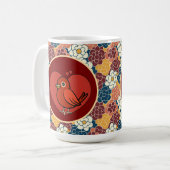 bloemendesign over de hele stof koffiemok (Voorkant links)