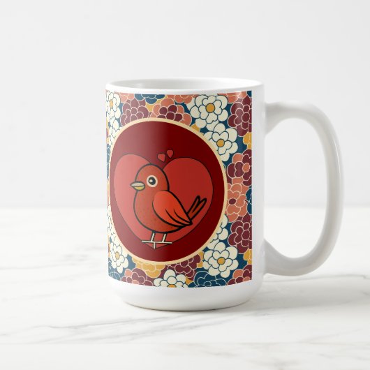 bloemendesign over de hele stof koffiemok (Rechts)