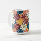 Bloemendesign over de hele stof koffiemok (Voorkant links)