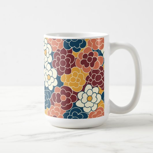 Bloemendesign over de hele stof koffiemok (Rechts)