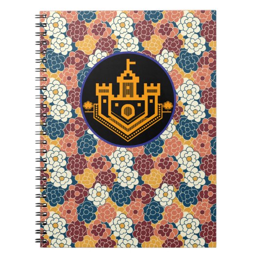 bloemendesign over de hele stof notitieboek (Voorkant)