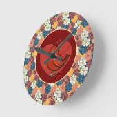 bloemendesign over de hele stof ronde klok (Hoek)