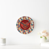 bloemendesign over de hele stof ronde klok (Huis)