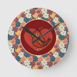 bloemendesign over de hele stof ronde klok