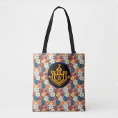 bloemendesign over de hele stof tote bag (Voorkant)