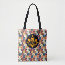bloemendesign over de hele stof tote bag