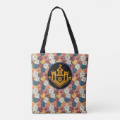 bloemendesign over de hele stof tote bag (Achterkant)