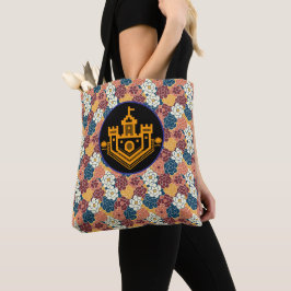 bloemendesign over de hele stof tote bag
